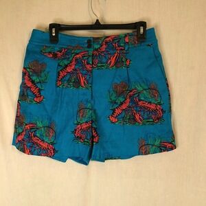 J.Crew Pleated Woven Shorts in Lobster Print Grasscloth Women Picnic 4th July 10